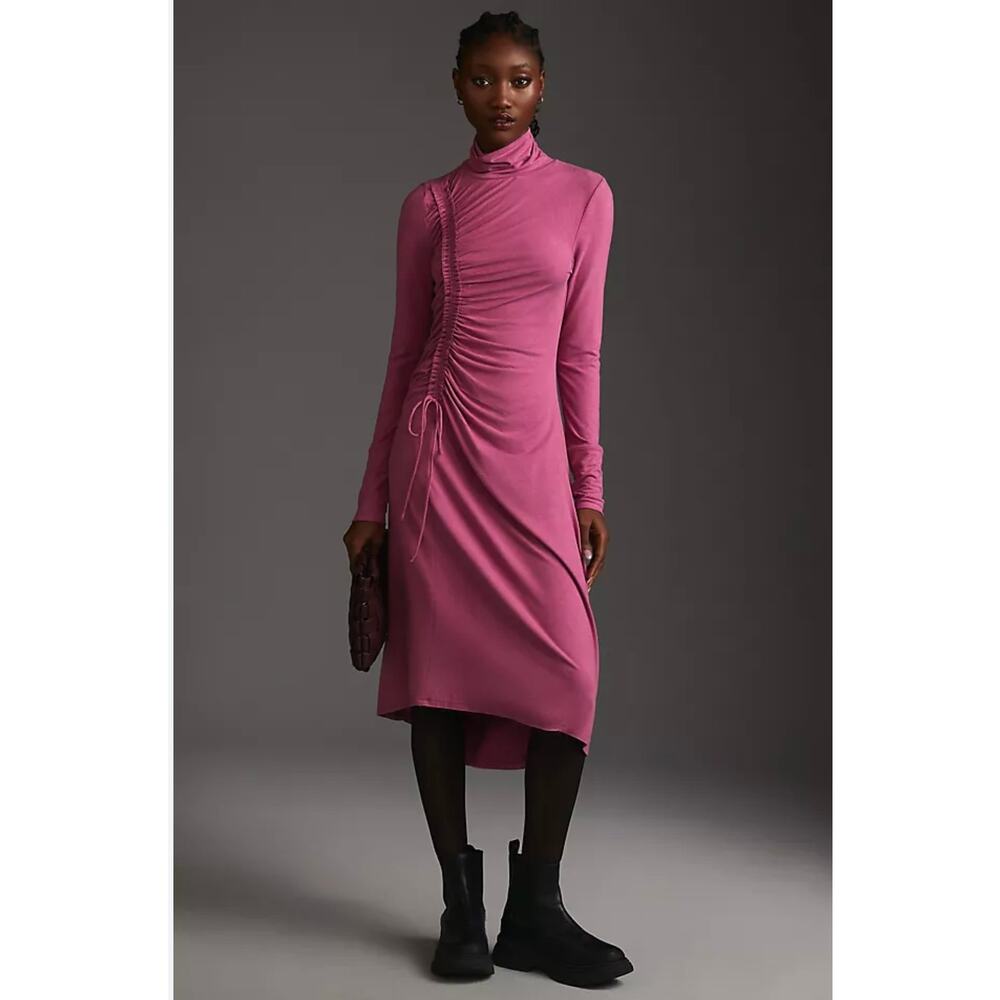 Daily Practice by Anthropologie Ruched Midi Dress Pink Jersey Knit Sz 1X Casual - Picture 11 of 11